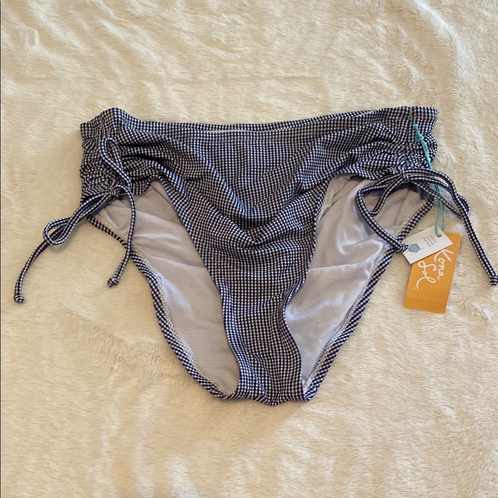 Kona Sol Navy Blue and White Bikini Bottom